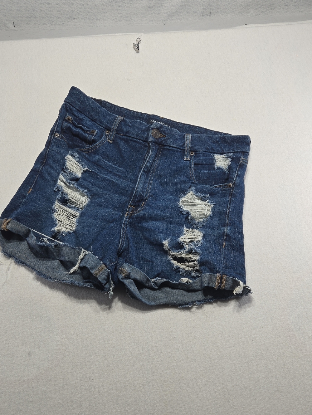 Aeropostale Distressed High Rise Curvy Midi Jean Shorts for Women